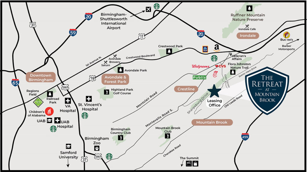 Retreat at Mountain Brook area map