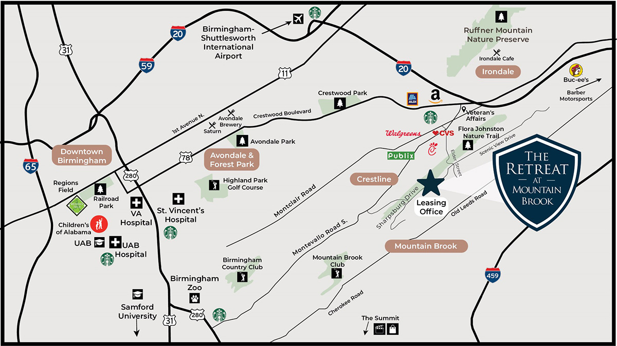 Retreat at Mountain Brook area map