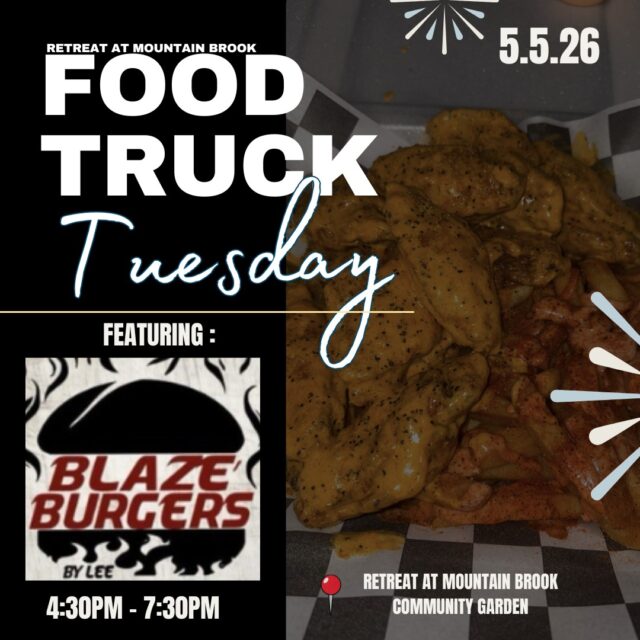Guess who's back to join us for Food Truck Tuesday!! Blaze’ Burgers! Stop by the community garden across the street from the Leasing Office from Now until 7:30PM for some delicious burger and wing combos!

#FoodTruckTuesday #CommunityLiving #BlazeBurgers #LiveatRetreat