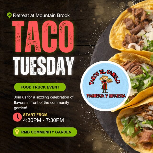 🌮🔥 Taco Tuesday just got better! 🔥🌮

Join us for Food Truck Tuesday with Tacos El Canelo serving up all your taco favorites right here at the community! 😋

📍 Stop by from 4:30 PM – 7:30 PM for delicious tacos, great vibes, and the perfect excuse to skip cooking tonight.

Bring your appetite and don’t forget to snap a pic of your plate and tag us on social media! 🌮📸

#FoodTruckTuesday #FTT #LiveatRetreat #Foodie #ApartmentLiving #Community #ResidentEvent