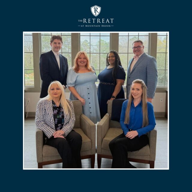Please allow us to introduce ourselves:

The Retreat at Mountain Brook Team.
(L-R - Back Standing) Gray Oldenburg, Assistant Community Manager, Shelby Wisley, Assistant Community Manager, Christina Gillespie, Leasing Professional, Danial Picknell, Regional Property Manager. (L-R Seated) Tish Summerville, Leasing Professional, Rachel Mavers-Jones, Community Manager.

We're here to help you find your perfect apartment home.

Offering spacious 1-, 2-, and 3-bedroom apartments and townhomes, The Retreat features an array of upscale amenities, including three saltwater swimming pools, outdoor grilling stations, a fenced pet park, and two 24/7 fitness centers. Each home also includes a full-sized washer and dryer for your convenience.

Ideally located beside the City of Mountain Brook and just minutes from Avondale, Crestline Village, and scenic hiking trails, The Retreat at Mountain Brook provides the perfect balance of comfort and style—only a 15-minute commute to downtown Birmingham and UAB. Experience the Difference of The Retreat at Mountain Brook!

Learn more at https://retreatatmountainbrook.net/
or call 205-627-4404.