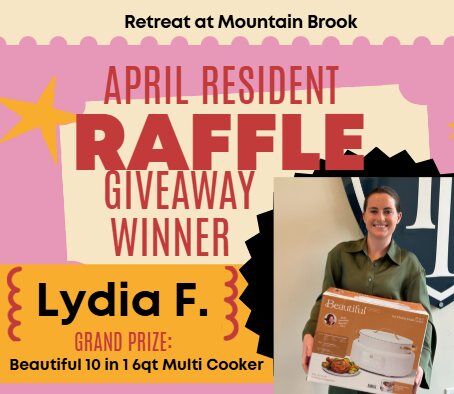 The Results are in and the winner is........... Lydia F.
Thank you to all of our RMB Community for participating in our April Resident Giveaway and Congratulations to Lydia!

#ResidentGiveaway #Raffle #Community #ApartmentLiving #LiveattheRetreat